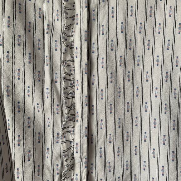 LOFT Petites White Striped Pink and Country Blue Blouse Button Up Size SP - Picture 11 of 16